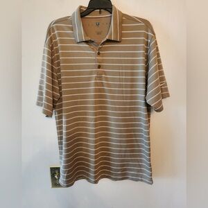 Nike golf tan striped polo shirt size mens medium